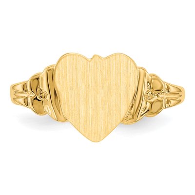 14K Yellow Gold Child's Heart Signet Ring – view 5
