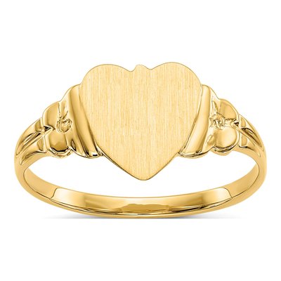 14K Yellow Gold Child's Heart Signet Ring