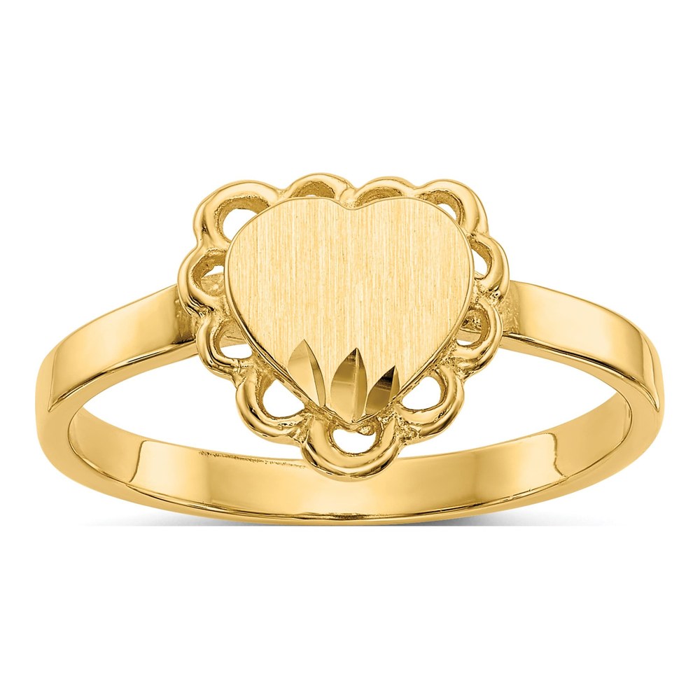 14K Yellow Gold Heart Signet Ring