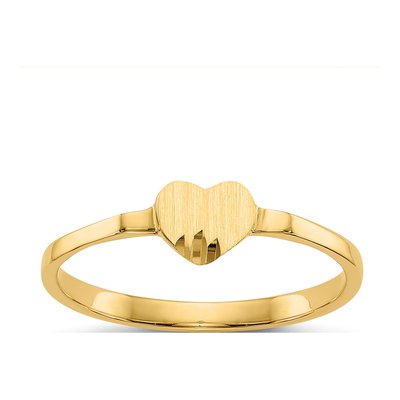 14K Yellow Gold Kids' Heart Signet Ring