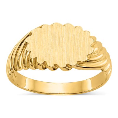 14K Yellow Gold Oval Signet Ring