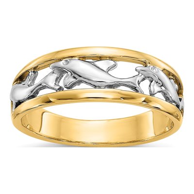 14K Yellow Gold 6mm Dolphin Band