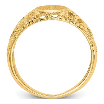 14K Yellow Gold Kids' Oval Filigree Signet Ring – view 3