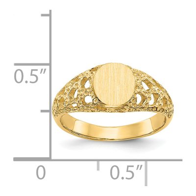14K Yellow Gold Kids' Oval Filigree Signet Ring – view 4