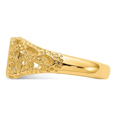 14K Yellow Gold Kids' Oval Filigree Signet Ring – view 5