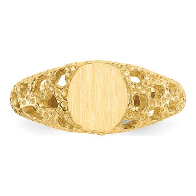 14K Yellow Gold Kids' Oval Filigree Signet Ring – view 6