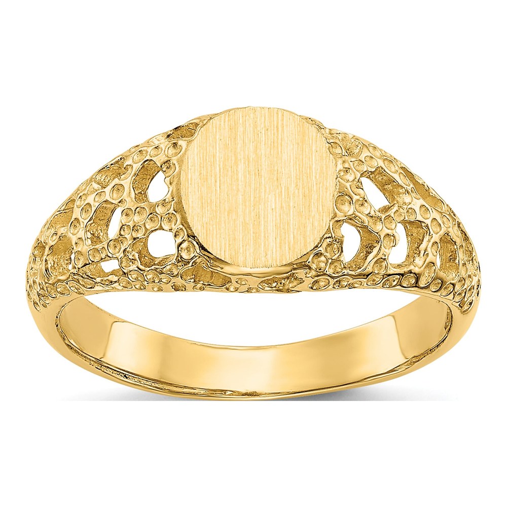 14K Yellow Gold Kids' Oval Filigree Signet Ring