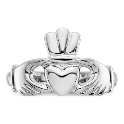 Men's 14K White Gold Claddagh Ring – view 6