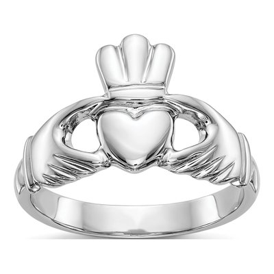Men's 14K White Gold Claddagh Ring
