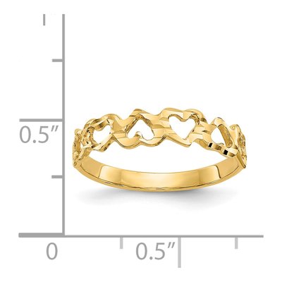 14K Yellow Gold Diamond-Cut Hearts Ring – view 4