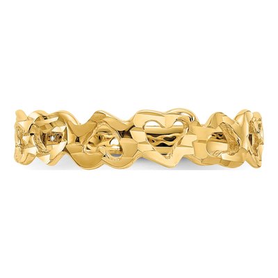 14K Yellow Gold Diamond-Cut Hearts Ring – view 6