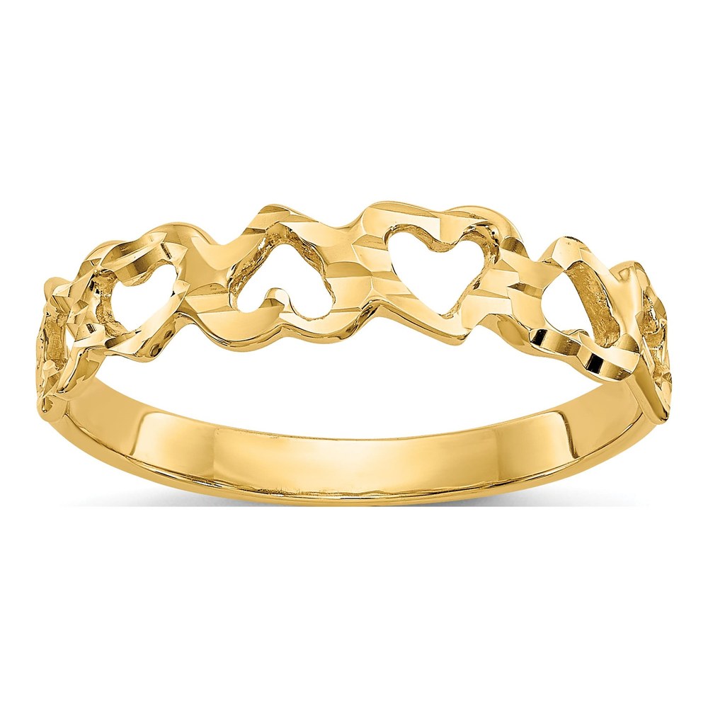 14K Yellow Gold Diamond-Cut Hearts Ring