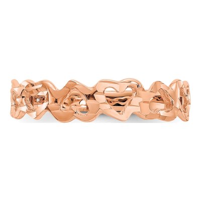 14K Rose Gold Diamond-Cut Hearts Ring – view 4