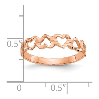 14K Rose Gold Diamond-Cut Hearts Ring – view 5