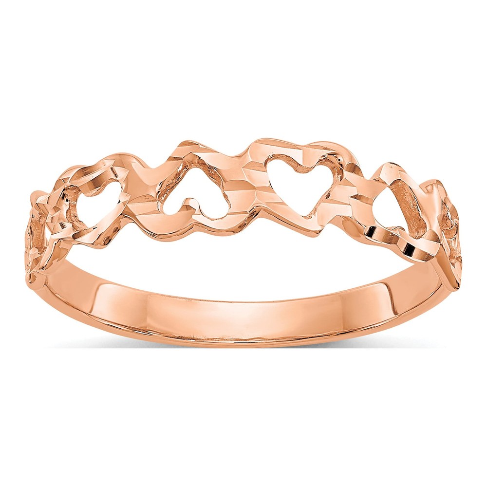 14K Rose Gold Diamond-Cut Hearts Ring