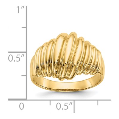 14K Yellow Gold Scalloped Domed Ring – view 4