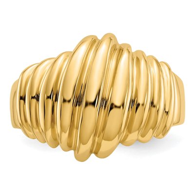 14K Yellow Gold Scalloped Domed Ring – view 6