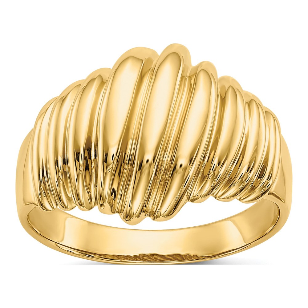 14K Yellow Gold Scalloped Domed Ring