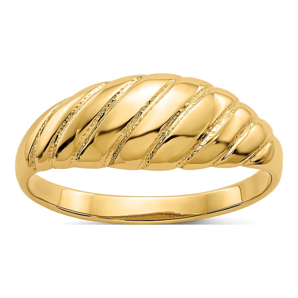 14K Yellow Gold Scalloped Dome Ring