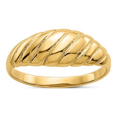 14K Yellow Gold Scalloped Dome Ring