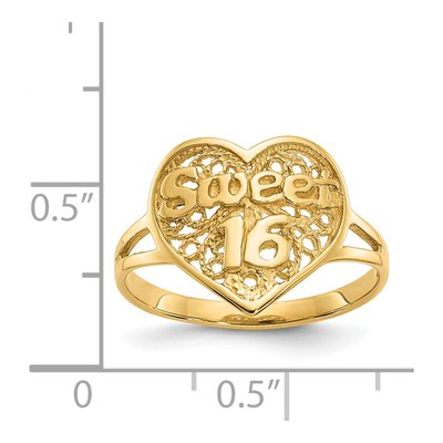 14K Yellow Gold Sweet Filigree Heart Ring – view 4