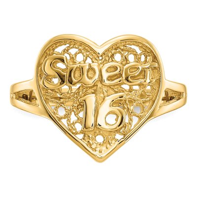 14K Yellow Gold Sweet Filigree Heart Ring – view 6