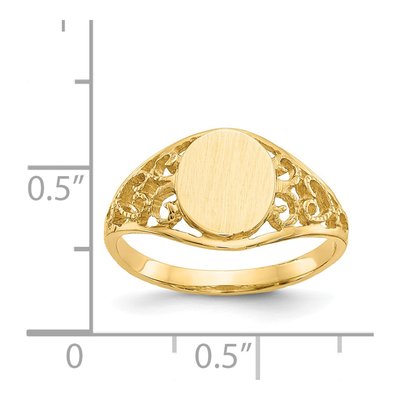 14K Yellow Gold Oval Filigree Signet Ring – view 4