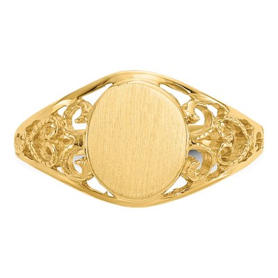 14K Yellow Gold Oval Filigree Signet Ring – view 6