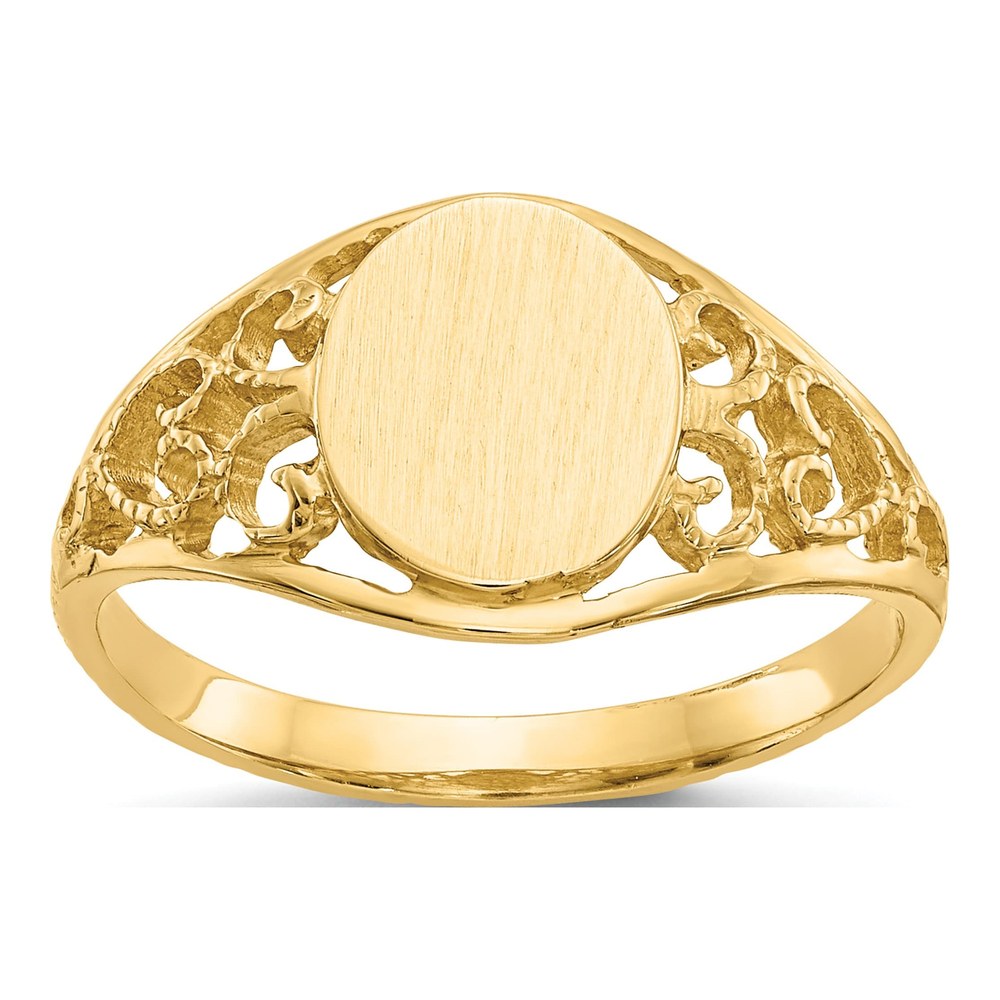 14K Yellow Gold Oval Filigree Signet Ring