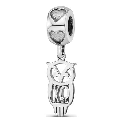 Chi Omega Sterling Silver Heart Bead