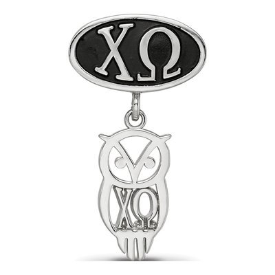 Chi Omega Sterling Silver Oval Dangle Bead – view 4