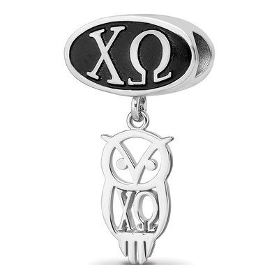 Chi Omega Sterling Silver Oval Dangle Bead