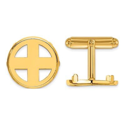 14K Yellow Gold Coin Bezel Cuff Links for Men