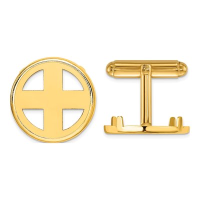 Men's 14K Yellow Gold Coin Bezel Cuff Links