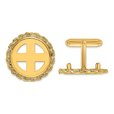 Men's 14K Gold Coin Bezel Cuff Links