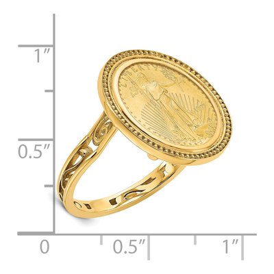 14K Yellow Gold American Eagle Coin Bezel Ring – view 2