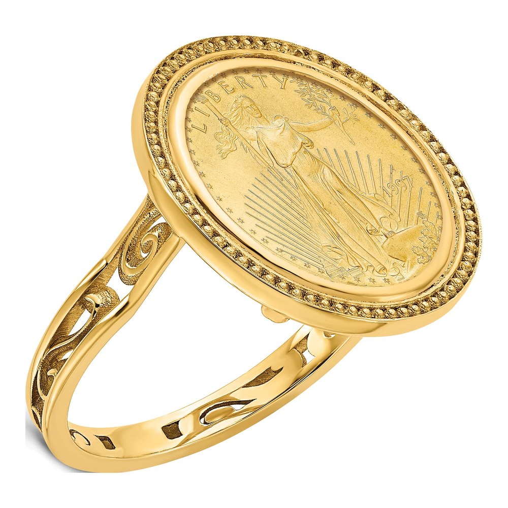 14K Gold American Eagle Coin Bezel Ring