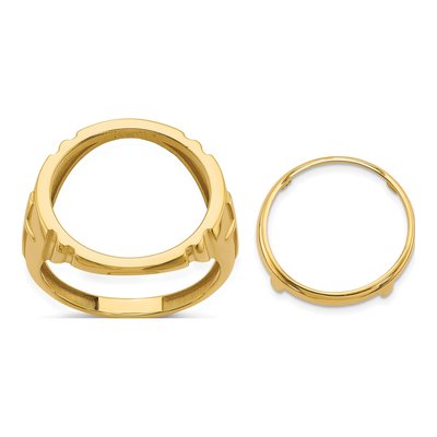 14K Yellow Gold Cross Coin Bezel Coin Bezel