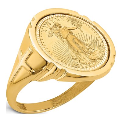 Men's 14K Yellow Gold American Eagle Coin Ring