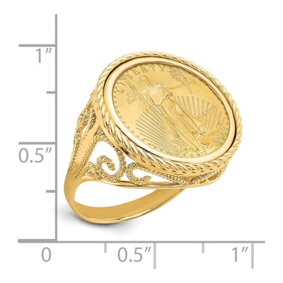 14K Yellow Gold American Eagle Coin Ring – view 2