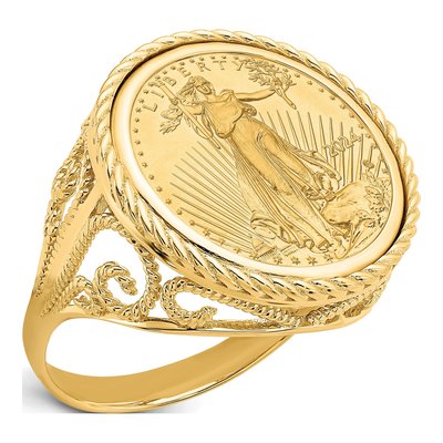 14K Yellow Gold American Eagle Coin Ring