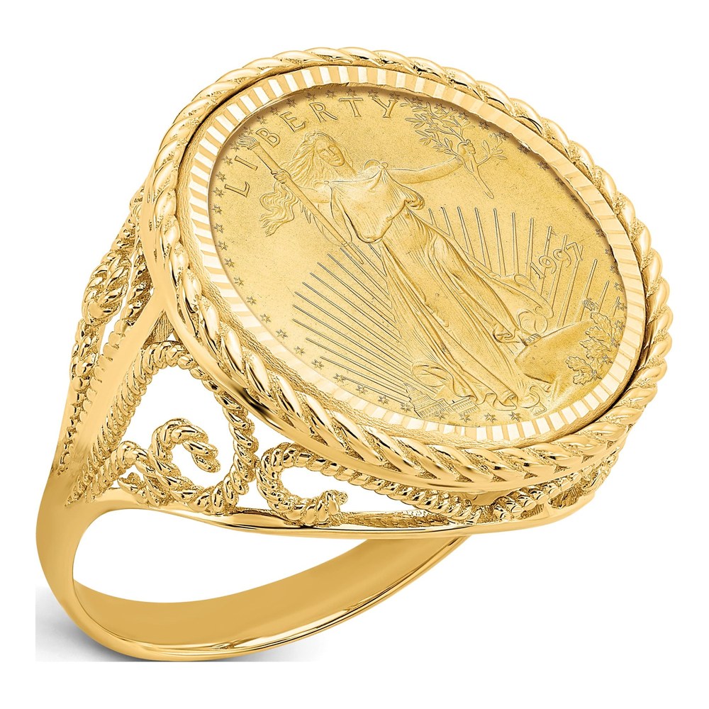 14K Yellow Gold American Eagle Coin Ring