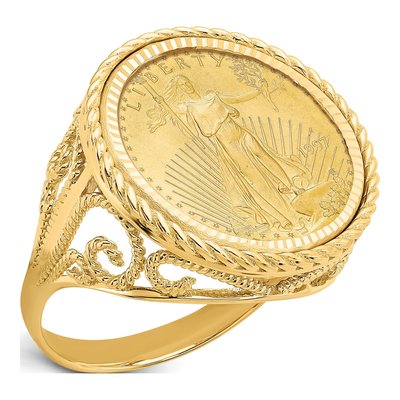 14K Yellow Gold American Eagle Coin Ring
