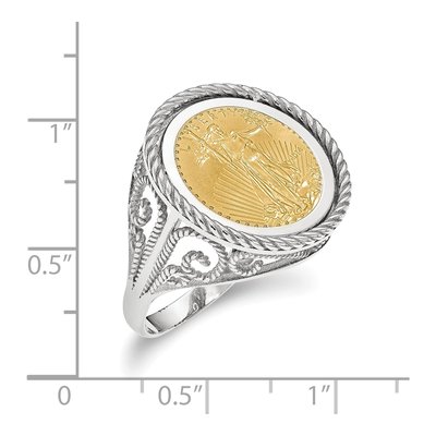14K White Gold American Eagle Coin Bezel Ring – view 2
