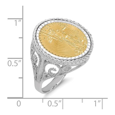 14K White Gold American Eagle Coin Bezel Ring – view 2