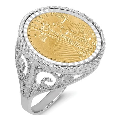 14K White Gold American Eagle Coin Bezel Ring
