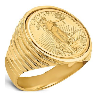 Men's 14K Yellow Gold American Eagle Coin Ring