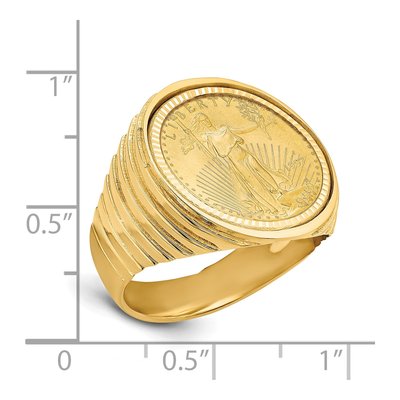 Men's 14K Yellow Gold American Eagle Coin Bezel Ring – view 2