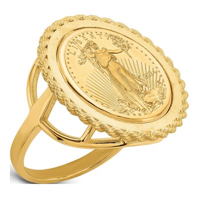 14K Yellow Gold American Eagle Coin Bezel Ring