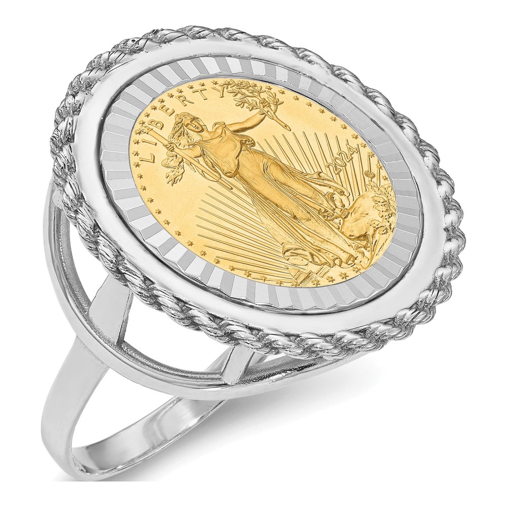 14K White Gold American Eagle Coin Bezel Ring